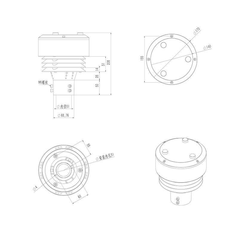 Detector de iones de oxígeno negativo Dimensiones del producto